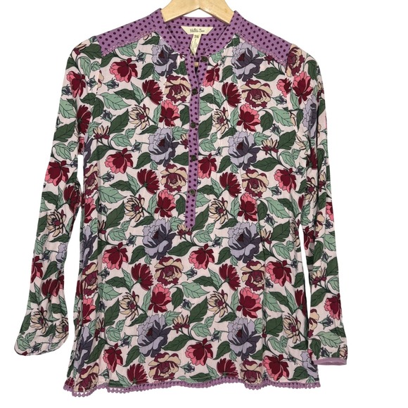 Matilda Jane Tops - Matilda Jane | Women's XS Floral Button Blouse Long Sleeve Purple Polka Dot